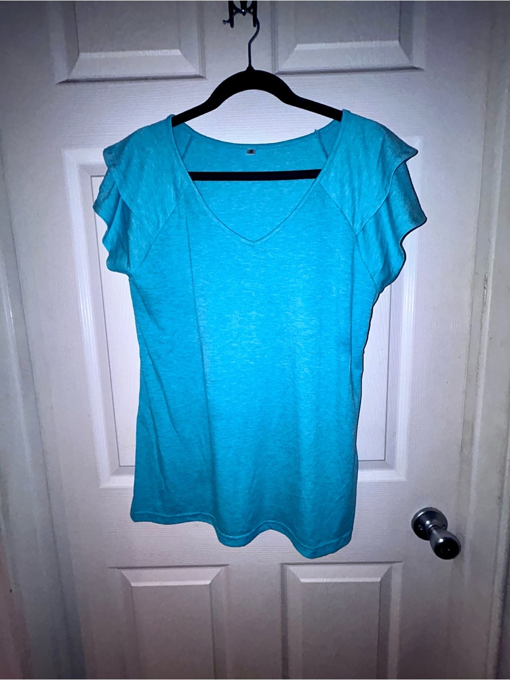 NWOT - Women’s Teal V-Neck Flutter Sleeve Top